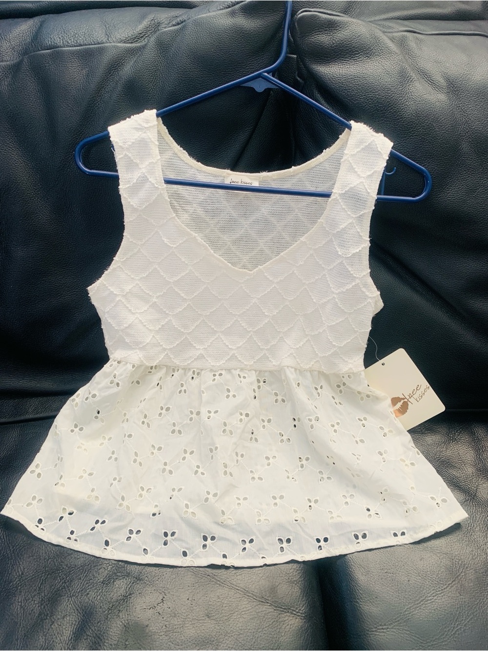 Free Kisses White Eyelet Peplum Camisole